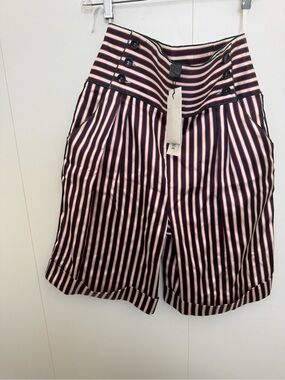 D&G Dolce & Gabbana Silk striped Sailor Bermuda Shorts Size 44 NWT